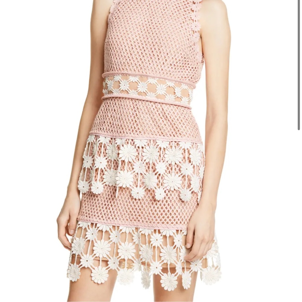 Self-portrait pink Crochet Lace Dress